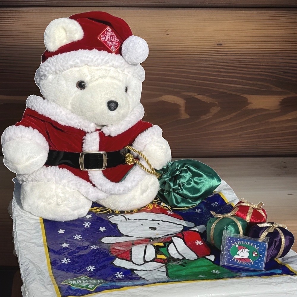 1998‎ Dayton Hudson Santabear with Original Bag, Presents, & Flipbook Santa Bear